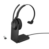 Jabra Evolve2 55 MS Mono with Link380a Wireless Bluetooth Headset with Charging Stand Black 25599-899-989