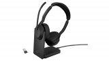 Jabra Evolve2 55 MS Stereo with Link380a Wireless Bluetooth Headset with Charging Stand Black 25599-999-989