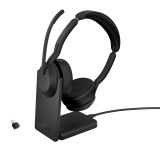 Jabra Evolve2 55 MS Stereo with Link380c Wireless Bluetooth Headset with Charging Stand Black 25599-999-889