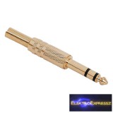 JACK dugó Sztereo 6,3 mm Aranyozott Fém kivitel törésgátlóval