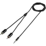 Jack - RCA audio kábel, 1x 3,5 mm jack dugó - 2x RCA dugó, 10 m, fekete, SuperSoft, SpeaKa Professional 629710 (SP-2518840) - Audió kábel
