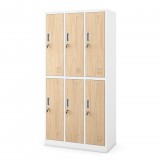 Jan Nowak® IGOR 1342-2 | Fém öltözőszekrény fehér/sonoma tölgy 6 rekeszes – összeszerelt