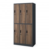 Jan Nowak® IGOR 1344-2 | Fém öltözőszekrény antracit/dió 6 rekeszes – összeszerelt