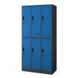 Jan Nowak® IGOR 1883-2 | Fém öltözőszekrény antracit test, kék ajtók 6 rekeszes – összeszerelt