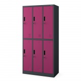 Jan Nowak® IGOR 809-2 | Fém öltözőszekrény antracit-fukszia 6 rekeszes – összeszerelt