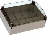 Jangar Kötődoboz 380X300X130 IP65 ÁTLÁTSZÓTETŐVEL, SIMA OLDALFALLAL