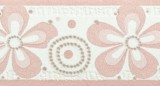 Jász-Iron Beige-barna-halvány rózsaszín margaréta mintás bordűr