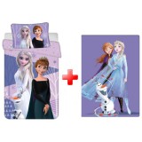 JAVOLI Disney Jégvarázs Purple Gyerek Ágyneműhuzat és Polár Takaró Szett 100x135+40x60+100x140 cm