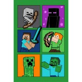 JAVOLI Minecraft Fight Badges Szuper Puha Polár Takaró 100x150cm