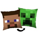JAVOLI Minecraft Steve Creeper Párna, Díszpárna 40x40 cm