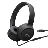 JBL Tune520C USB-C vezetékes mikrofonos fekete fejhallgató (JBLT520CBLK)