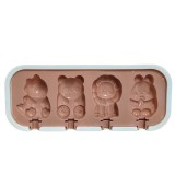 Jégkrém Készítő Szilikon Forma – Állatos Design, Műanyag Kerettel és Fedéllel, Barack