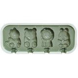 Jégkrém Készítő Szilikon Forma – Állatos Design, Műanyag Kerettel és Fedéllel, Mentazöld