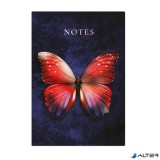 Jegyzetfüzet, A5, vonalas, 96 lap, TOPTIMER "Notes", piros pillangó