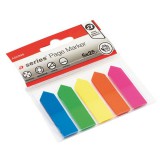 Jelölõcímke 12x44mm, 5x25lap, nyíl, mûanyag A-series kék, zöld, sárga, pink, narancssárga