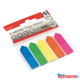 Jelölõcímke 12x44mm, 5x25lap, nyilak, mûanyag A-series kék, zöld, sárga, pink, narancssárga