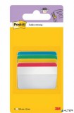Jelölőcímke, műanyag, megerősített, döntött, 4x6 lap, 50,8x38,1 mm, 3M POSTIT, vegyes színek