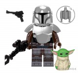 Jiaozuo Wangman Trading Co. Ltd. Star Wars - Din Djarin Mandalorian és Baby Yoda Grogu jellegű mini figura