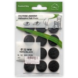 JKH Csúsztatófilc öntapadó d=22 fekete (12db)