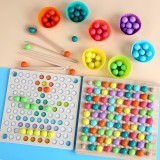 JM 2 Az 1 Ben- Montessori Szivárvány Színű Gyöngyök Oktató Játék Clip Beads Készségfejlesztő Fajáték