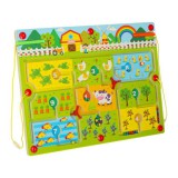 JM Játék labirintus mágneses tábla fa utazó farm 2 játékos