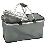 JM Szürke színű, összecsukható, termikus piknikkosár