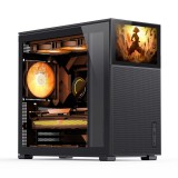 Jonsbo D41 MESH SCREEN Black ATX miditorny számítógépház, 8" TFT kijelző, edzett üveg, mesh előlap, fekete