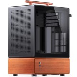 Jonsbo T7 Black microATX minitorony számítógépház, alumínium fa fogantyúval, edzett üveg, fekete