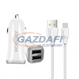 JOYROOM 21982 2xUSB Autós Töltőfej+USB Type-C Adatkábel