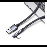 JOYROOM adatkábel és töltő (USB - Type-C, 3A, gyorstöltés támogatás, 120cm, 90 fokos, cipőfűző minta) FEKETE (S-1230N4_B) (S-1230N4_B) - Adatkábel