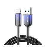 JOYROOM Apple IPAD mini 2 crystal-clear adatkábel (usb - lightning, 3a, gyorstöltő, 120cm, cipőfűző) fekete