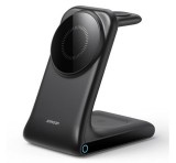 JOYROOM asztali töltőállvány 3in1 (15W, wireless, gyorstöltő, MagSafe, Airpods, Apple Watch töltő) FEKETE