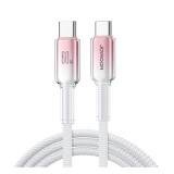 Joyroom crystal-clear adatkábel (type-c - type-c, 60w, gyorstöltő, 120cm, cipőfűző) fehér