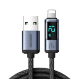 Joyroom Prism USB-A apa - Lightning apa 2.0 Adat és töltő kábel - Fekete (1.2m) (S-AL012A16)