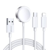 Joyroom S-IW008 Apple Watch indukciós töltő + Lightning + USB-C kábel 1.2m fehér (S-IW008)