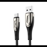 JOYROOM SHARP adatkábel és töltő (USB - Type-C, gyorstöltés támogatás, 300cm, nylon, törésgátló, cipőfűző minta) FEKETE (S-M411_B_TYPE-C300) (S-M411_B_TYPE-C300) - Adatkábel