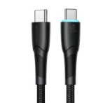 JOYROOM STARRY adatkábel (Type-C - Type-C, 60W, PD gyorstöltő, LED jelzés, 100cm) FEKETE