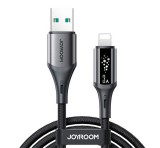 JOYROOM STARTALK adatkábel (USB - lightning, 3A, PD gyorstöltő, LED jelzés, 120cm) FEKETE Apple IPAD, IPAD 2, IPAD (3rd Generation)