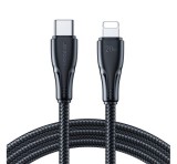 JOYROOM SURPASS adatkábel (Type-C - lightning, 20W, gyorstöltő, 120cm, törésgátló) FEKETE Apple IPAD mini, IPAD mini 4, iPhone 7 Plus 5.5