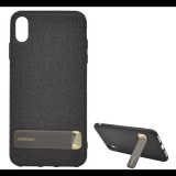 JOYROOM szilikon telefonvédő (textil bevonat, kitámasztó) FEKETE [Apple iPhone XS Max 6.5] (JR-BP498_BL)