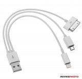 Jupio 3in1 univerzális átalakító és adatkábel USB-ről mikro-USB-re, lightning-ra, Apple 30 tűs cs...