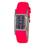 JUSTINA 1898 elegáns, élénk pink bőrszíjas, kis számlapos cseppálló női karóra (22 MM)