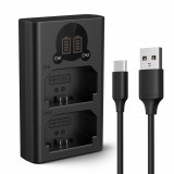 K&F Concept hordozható dupla BC-QZ1 akkumulátor töltő, LCD, USB-C, 2db FZ100 akkumulátorhoz KF-28-0010V1