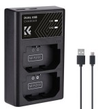 K&F Concept hordozható dupla BC-QZ1 akkumulátor töltő, USB-C, 2db FZ100 akkumulátorhoz KF-28-0010