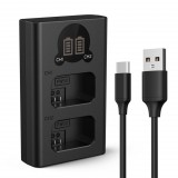 K&F Concept hordozható dupla BC-TRW akkumulátor töltő, LCD, USB-C, 2db FW50 akkumulátorhoz KF-28-0009V1