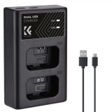 K&F Concept hordozható dupla BC-TRW akkumulátor töltő, USB-C, 2db FW50 akkumulátorhoz KF-28-0009