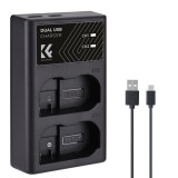 K&F Concept hordozható dupla MH-25 akkumulátor töltő, USB-C, 2db EN-EL15 akkumulátorhoz KF-28-0006