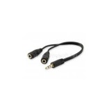 kábel - 147941 (Audio elosztó, 3,5mm Jack, 2x bemenet, 1x kimenet, fekete, 13cm) (EQUIP_147941)