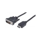 Kábel - HDMI to DVI ( 1,8m; HDMI 19 pin - DVI-D Dual Link, Fekete) (MANHATTAN_372503)