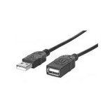 Kábel - USB hosszabbító kábel (USB2.0, 180cm, Fekete) (MANHATTAN_338653)